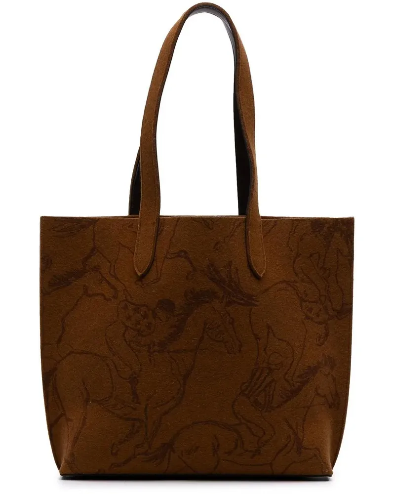 Hermès Shopper Printed Felt Carrimi Tote MM braun Braun