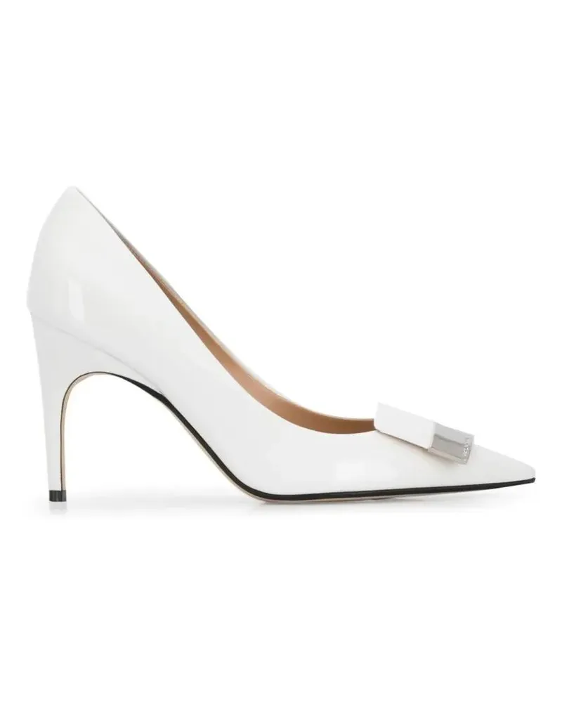 Sergio Rossi Hohe Schuhe Pointed Toe Leather Pumps With Patent Finish weiß Weiß