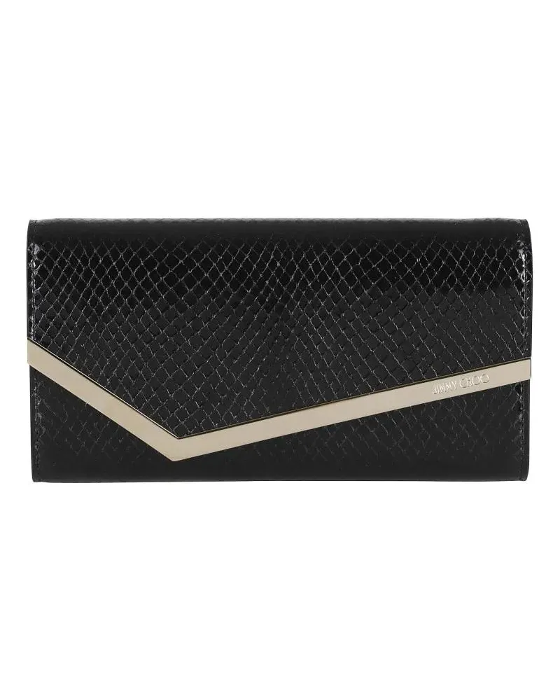 Jimmy Choo Clutches Snake-Print Leather Clutch With Gold Accents schwarz Schwarz