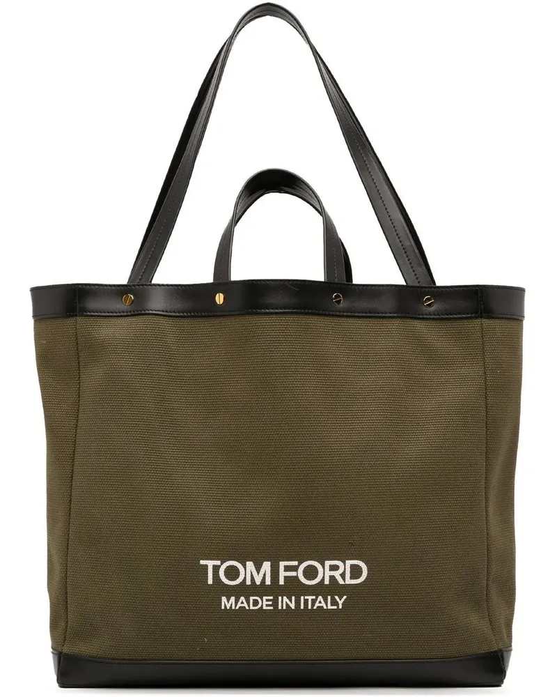 Tom Ford Hobo Bags Medium Canvas T Screw Tote braun Braun