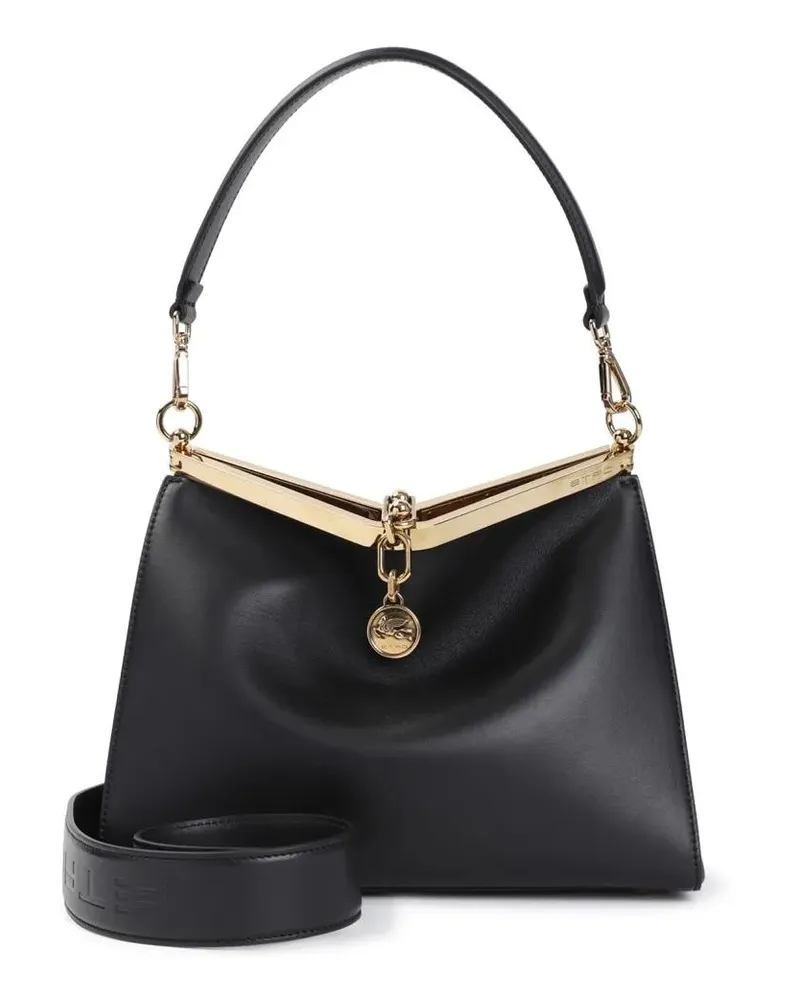 Etro Hobo Bags Leather Handbag With Gold Accents And Spacious Des schwarz Schwarz