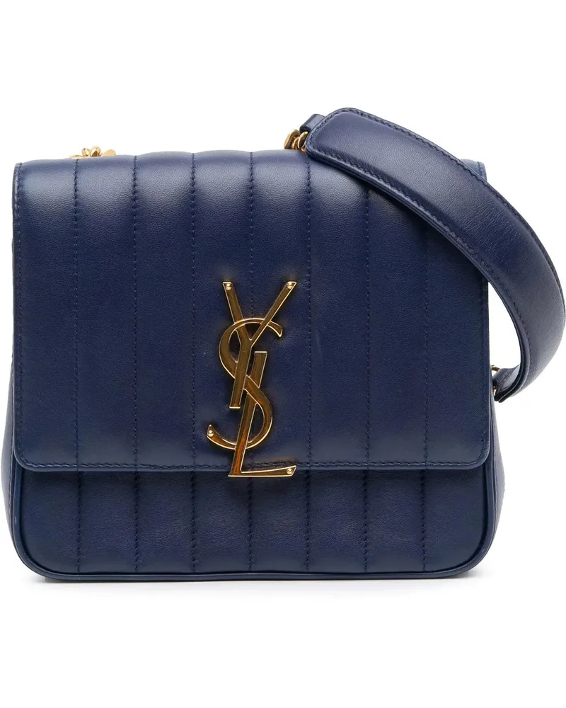 Saint Laurent Hobo Bags Medium Lambskin Monogram Vicky Chain Bag blau Blau