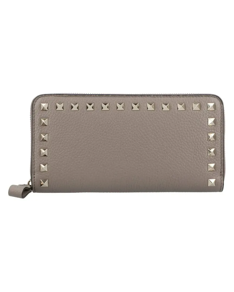 Valentino Garavani Portemonnaie Rockstud Grey Leather Wallet grau Grau