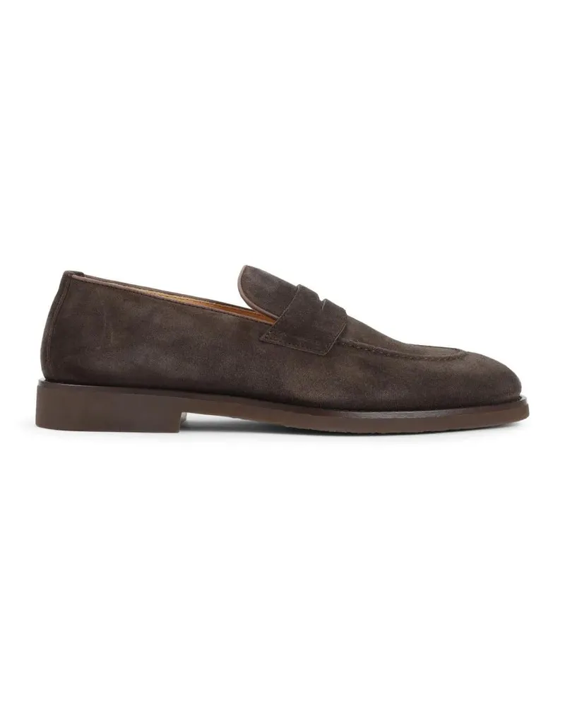 Brunello Cucinelli Loafer Brown Suede Loafers With Classic Penny Strap braun Braun