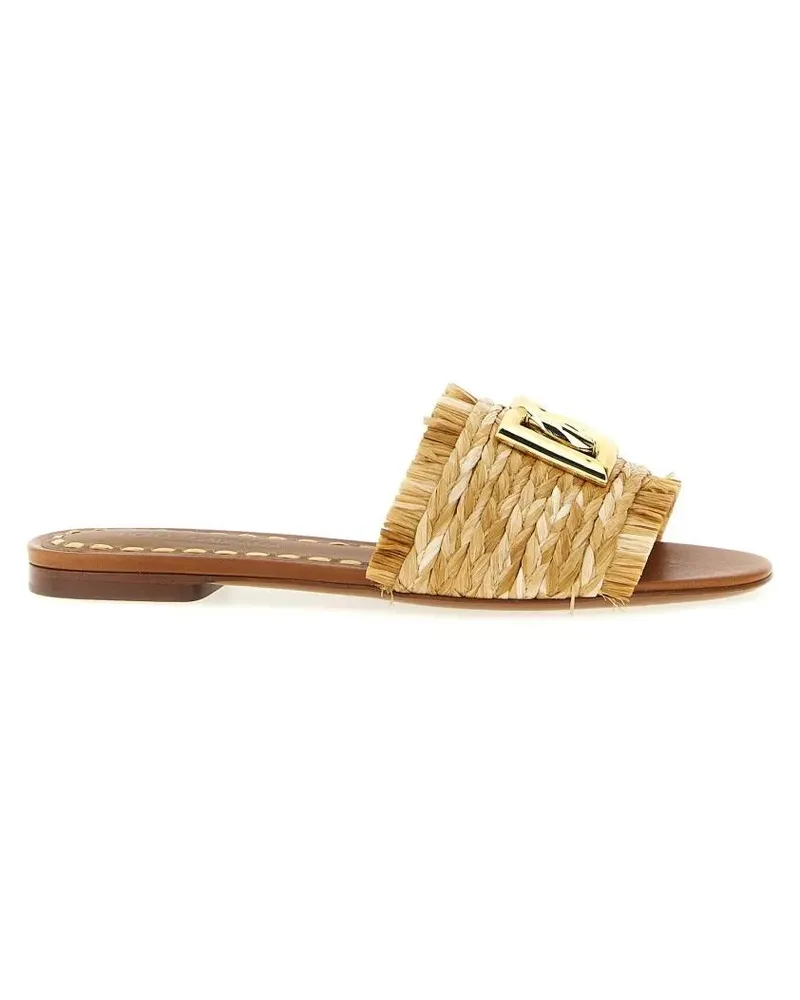 Dolce & Gabbana Sandalen Raffia Braid Slides braun Braun