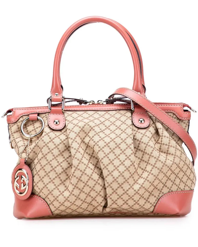 Gucci Hobo Bags Diamante Canvas Sukey Satchel braun Braun