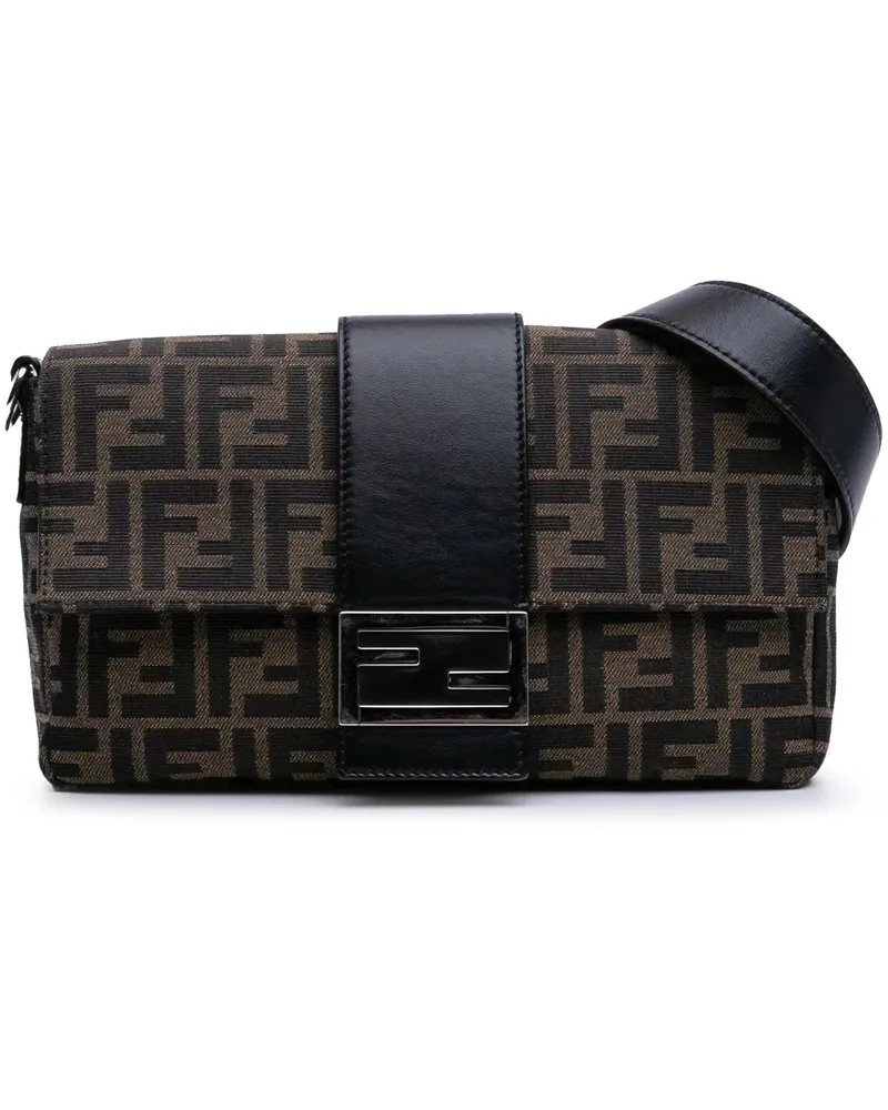 Fendi Hobo Bags Zucca Canvas Convertible Baguette Satchel braun Braun