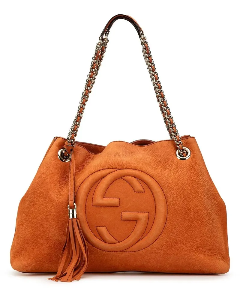 Gucci Shopper 2000-2015 Medium Nubuck Leather Soho Chain Tote orange Orange