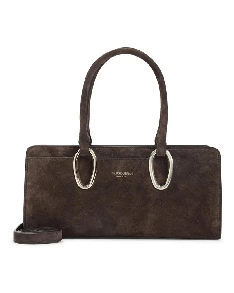 Giorgio Armani Hobo Bags Brown Suede Calf Leather Shoulder Bag braun Braun