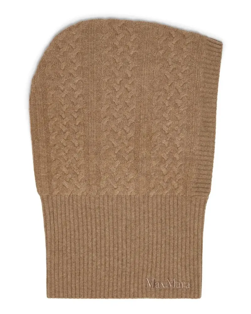 Max Mara Caps & Mützen Cashmere Knitted Hat With Cable Knit Pattern beige Beige