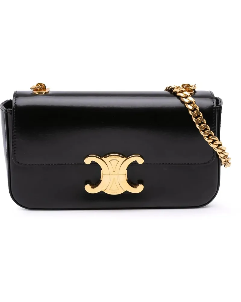 Celine Hobo Bags Shiny Calfskin Claude Chain Shoulder Bag schwarz Schwarz