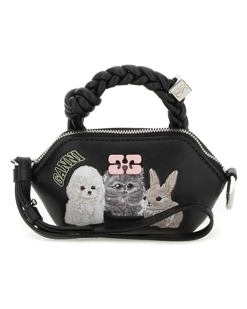 Ganni Hobo Bags Bou Nano "Animals" Bag schwarz Schwarz