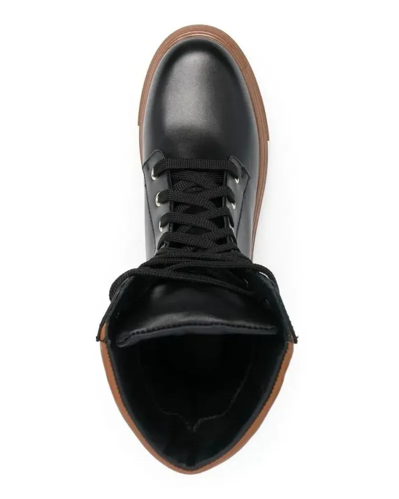 Baldinini Stiefel Sleek Black Leather Ankle Boots With Padded Brown schwarz Schwarz