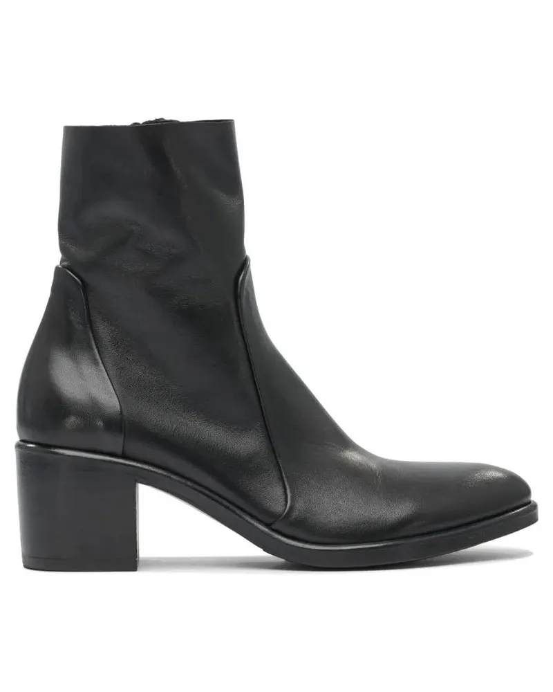 Strategia / JFK Stiefel Black Leather Ankle Boots With Polished Finish schwarz Schwarz