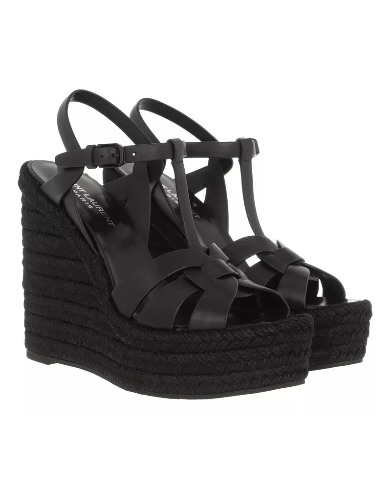 Saint Laurent Sandalen Tribute Wedge Espadrilles schwarz Schwarz