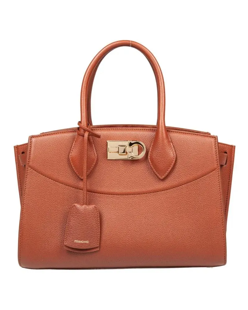 Ferragamo Shopper & Totes Studio Hammered Leather Handbag Cognac Color braun Braun