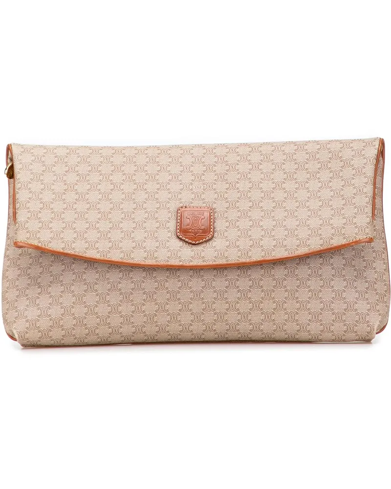 Celine Clutches Macadam Coated Canvas Clutch braun Braun