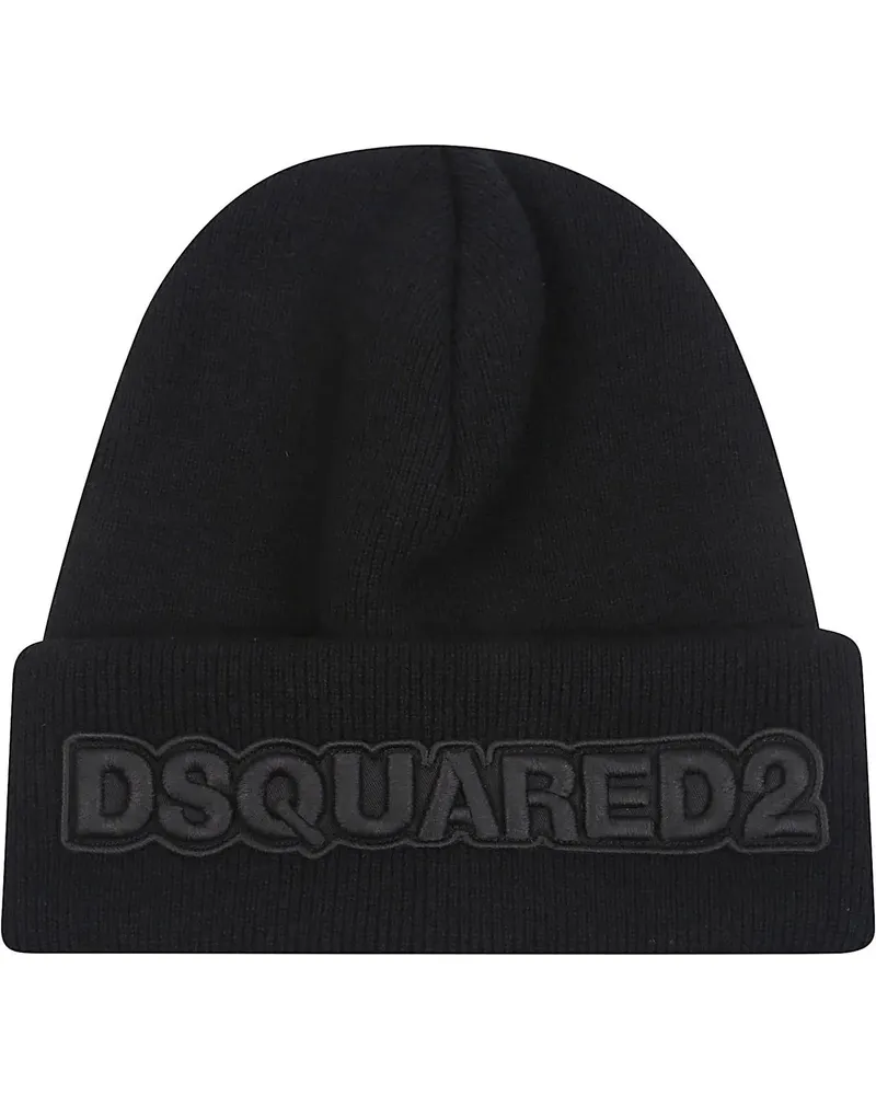 Dsquared2 Caps & Mützen Logo Beanie Black schwarz Schwarz