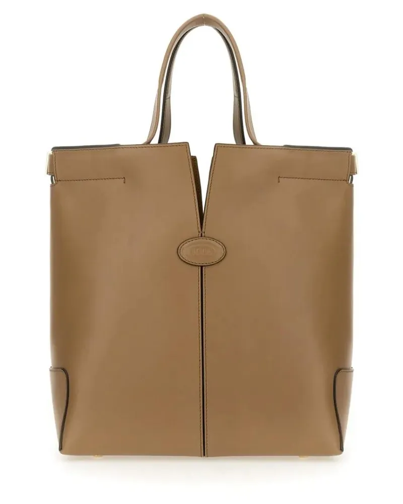 TOD'S Hobo Bags Structured Brown Calfskin Shoulder Bag braun Braun