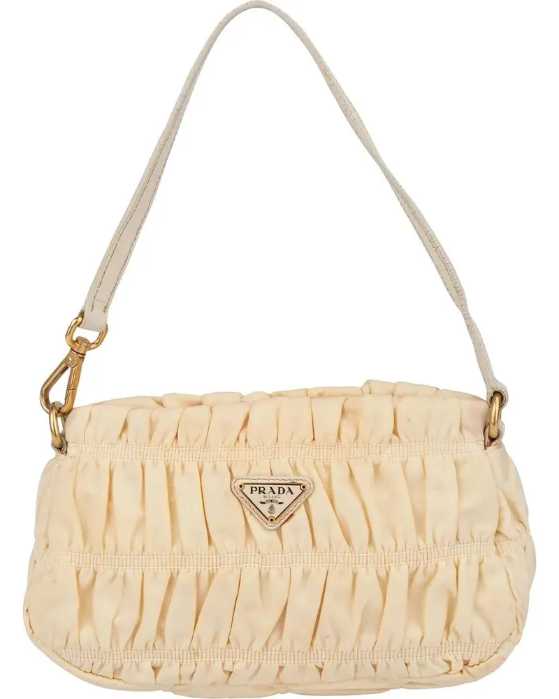 Prada Crossbody Bags  Quilted Nylon Triangle Handbag beige Beige