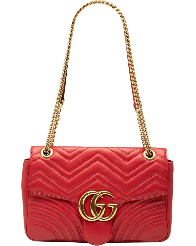Gucci Hobo Bags Large GG Marmont Matelasse Leather Shoulder Bag rot Rot