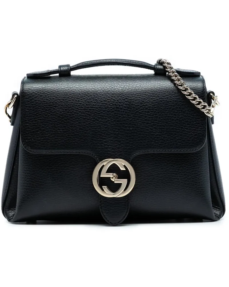 Gucci Hobo Bags Small Dollar Calf Interlocking G Satchel schwarz Schwarz