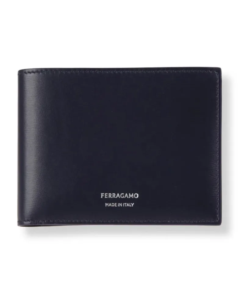 Ferragamo Portemonnaies Minimalist Brown Leather Wallet With Subtle Stitch schwarz Schwarz