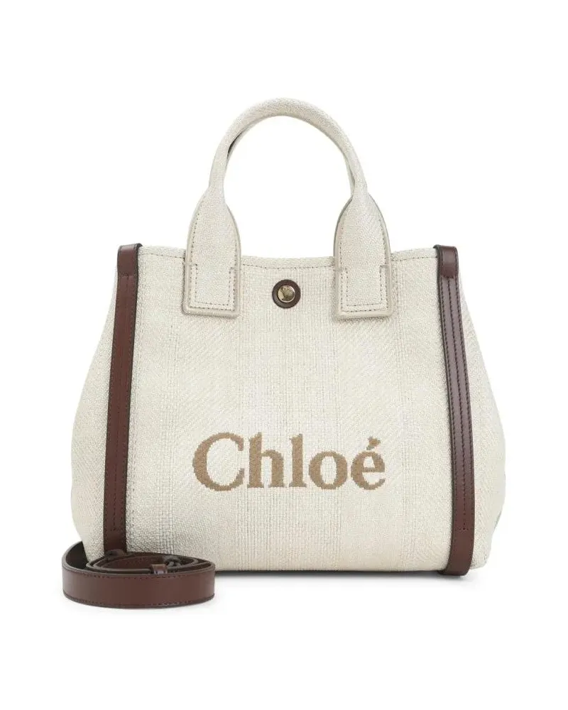 Chloé Shopper & Totes Hot Sand White Cotton Carry Shoulder Bag beige Beige