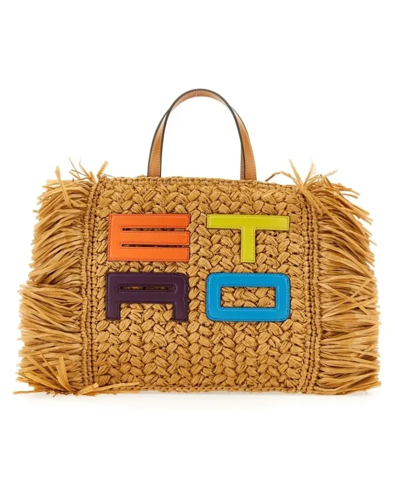 Etro Hobo Bags Raffia Tote Bag braun Braun
