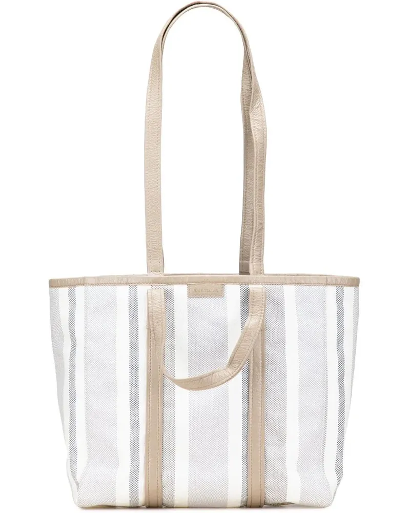 Balenciaga Hobo Bags Medium Woven Calfskin Barbes East West Shopper Bag grau Grau