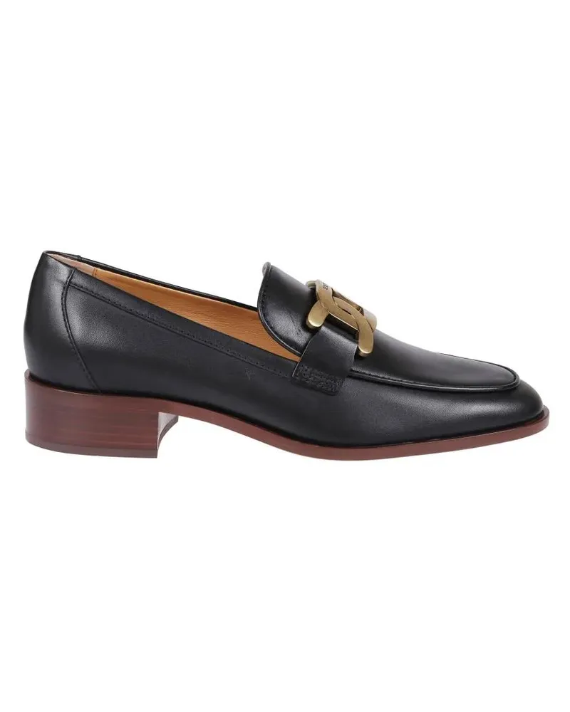 TOD'S Leather Loafers With Gold-Tone Buckle schwarz Schwarz
