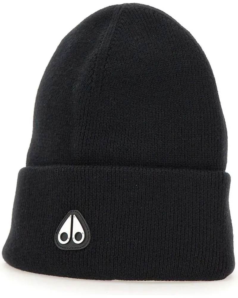 Moose Knuckles Caps & Mützen Beanie Parnis mit Logo-Patch schwarz Schwarz