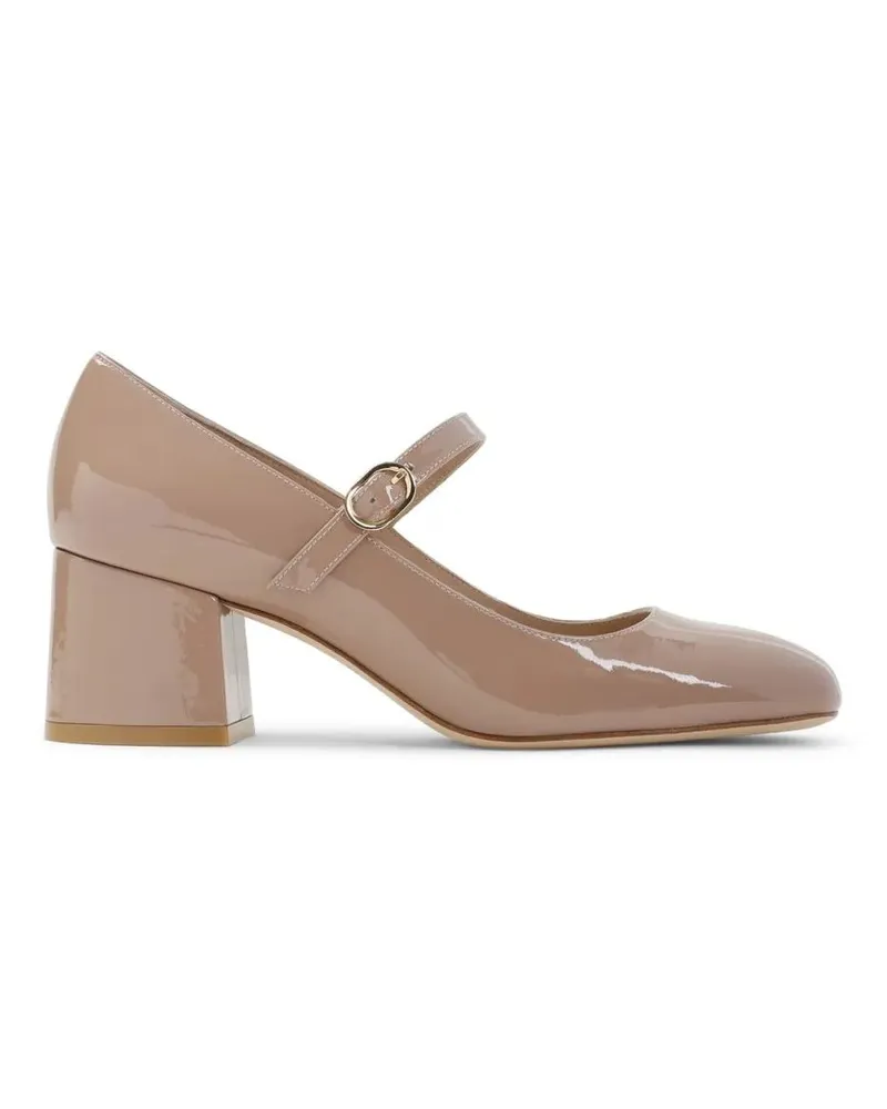 Stuart Weitzman Hohe Schuhe Mary Jane Pumps With Patent Leather Finish beige Beige
