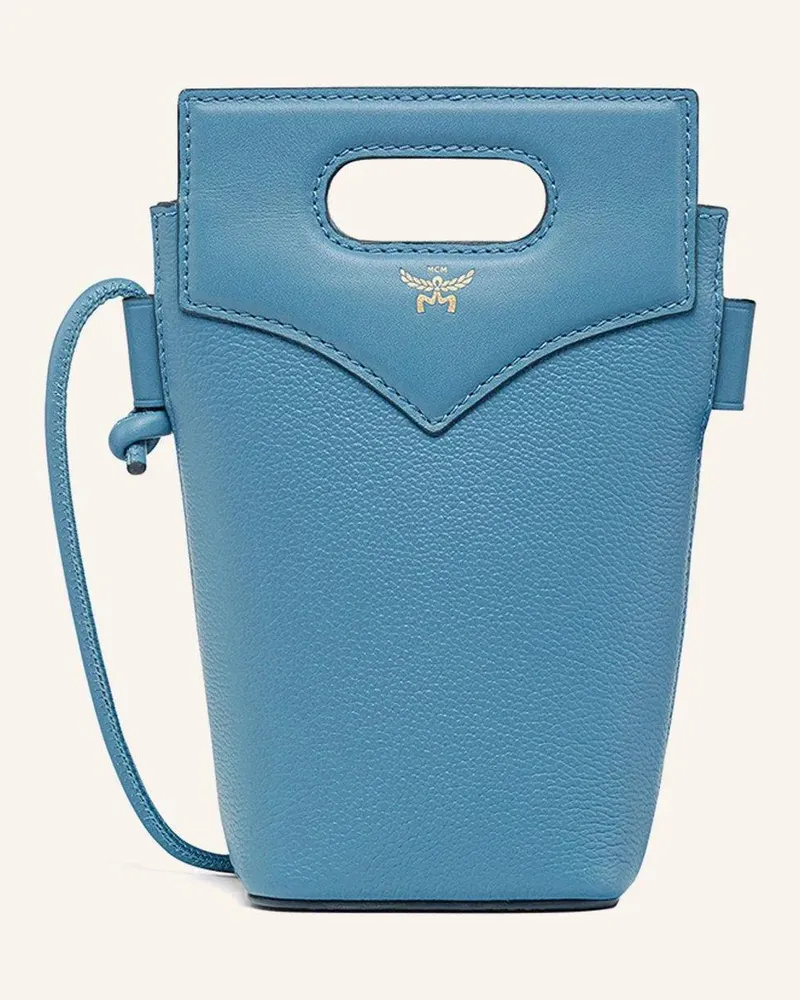 MCM Hobo Bags Diamond Pouch zum Umhängen aus genarbtem Leder blau Blau