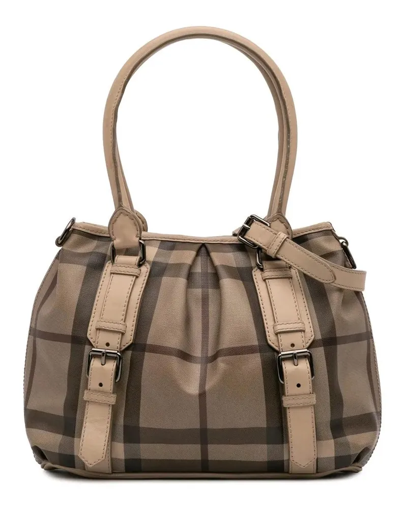 Burberry Hobo Bags Smoke Check Coated Canvas Northfield Satchel braun Braun