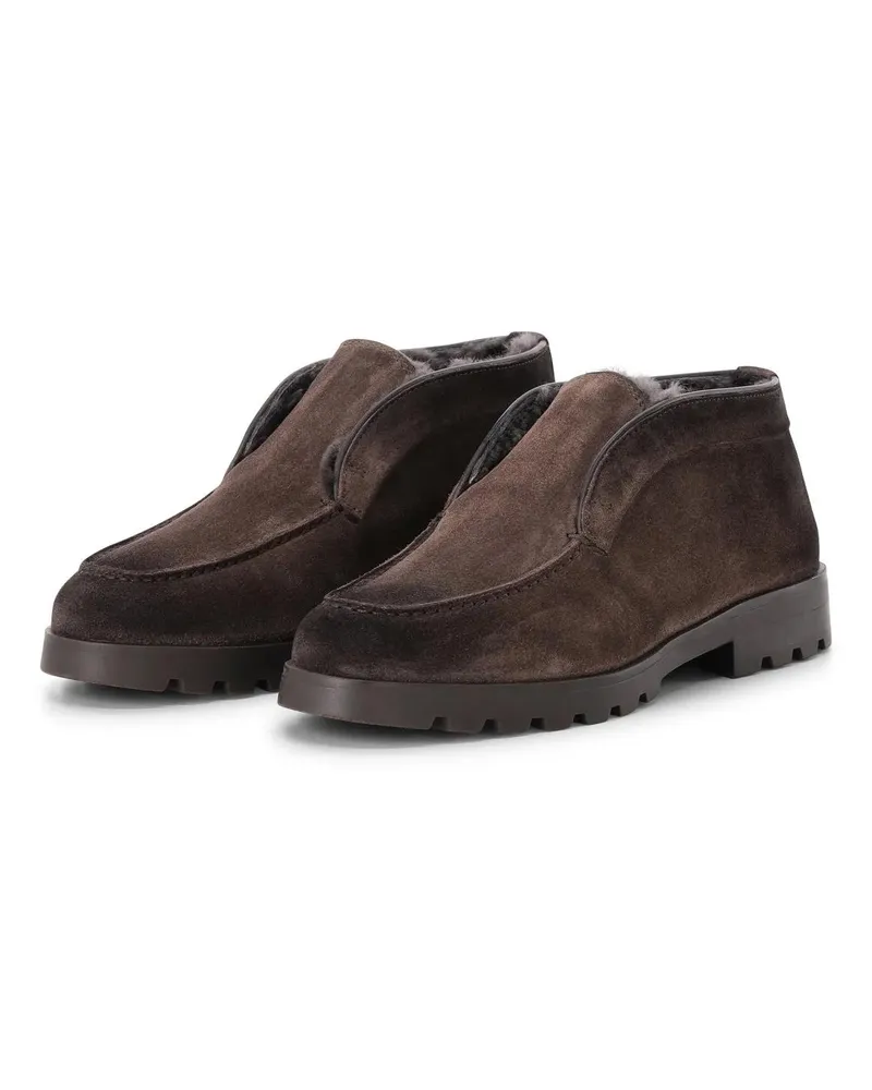 Santoni Low-Top Sneaker Desert Boots mit Lammpelz braun Braun