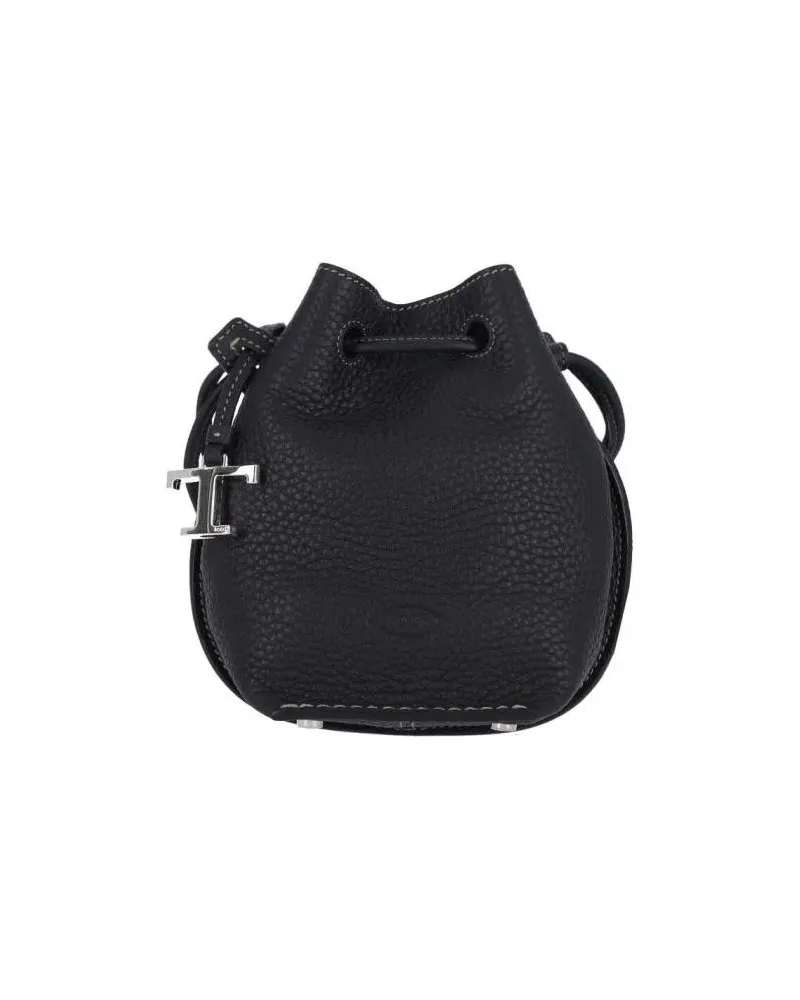 TOD'S Beuteltaschen Micro Bucket Bag In Textured Black Leather schwarz Schwarz