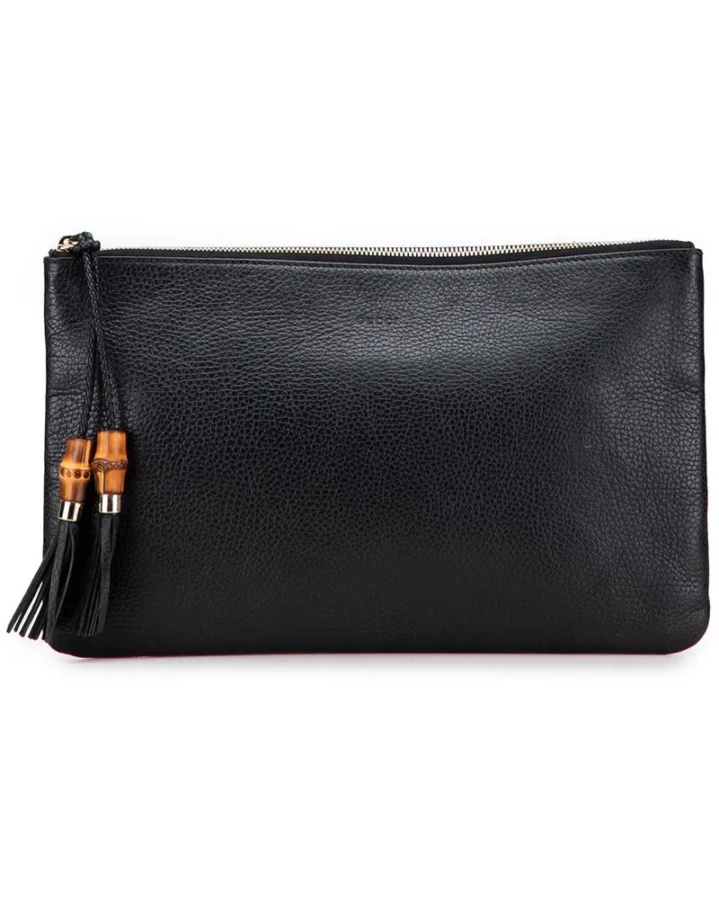 Gucci Clutches Calfskin Bamboo Tassel Clutch schwarz Schwarz