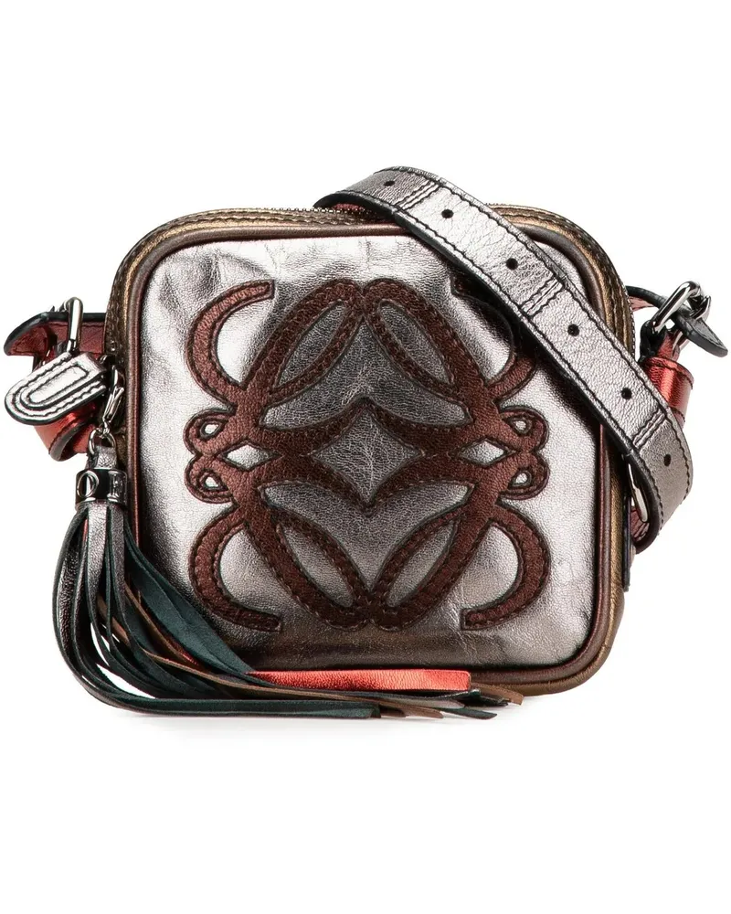 Loewe Hobo Bags Mini Metallic Goatskin Anagram Tassel Crossbody silberfarben Silber