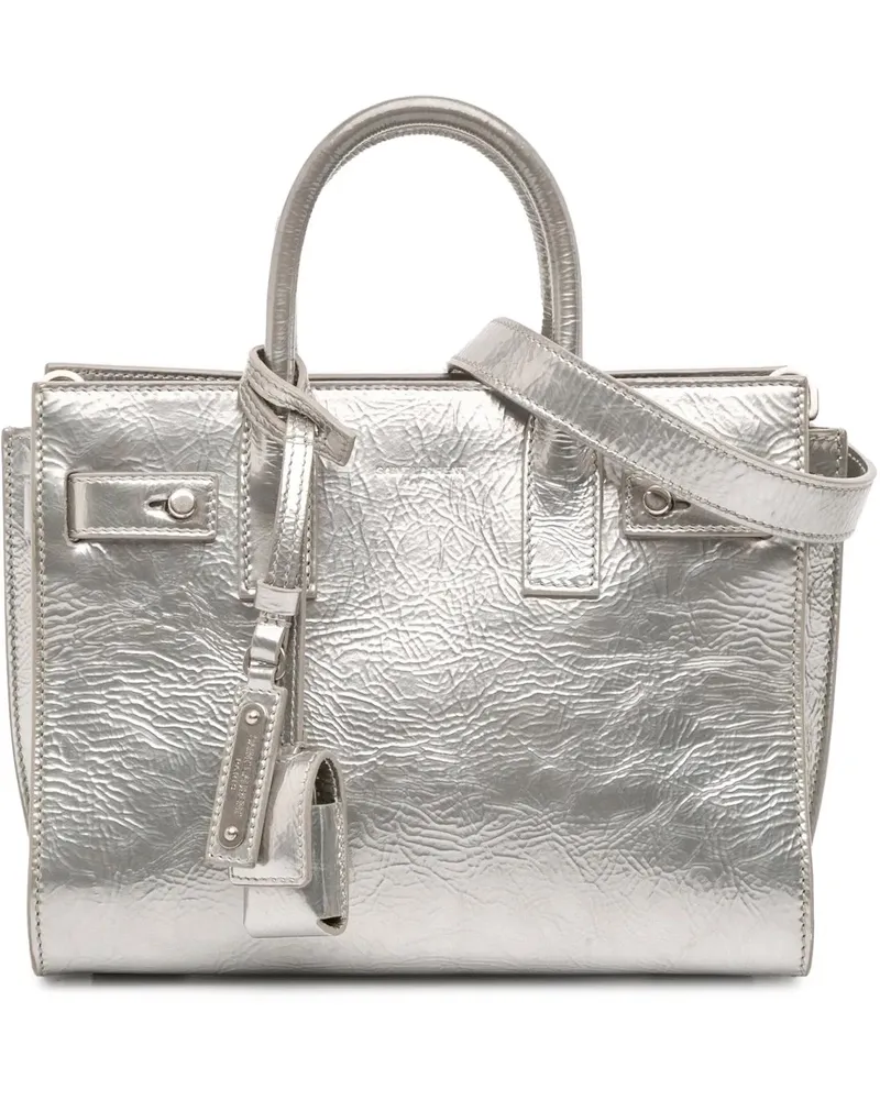 Saint Laurent Hobo Bags Nano Metallic Crinkled Calfskin Supple Sac De Jour silberfarben Silber