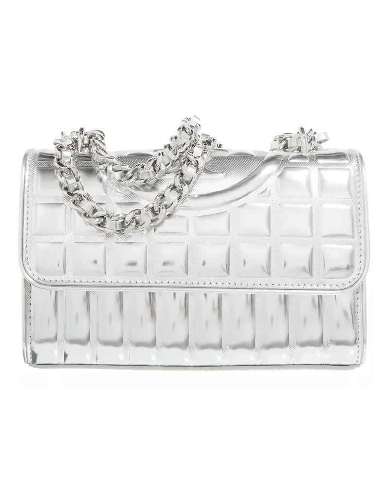 Tory Burch Crossbody Bags Fleming Metallic Square Quilt Small Convertible Sh silberfarben 