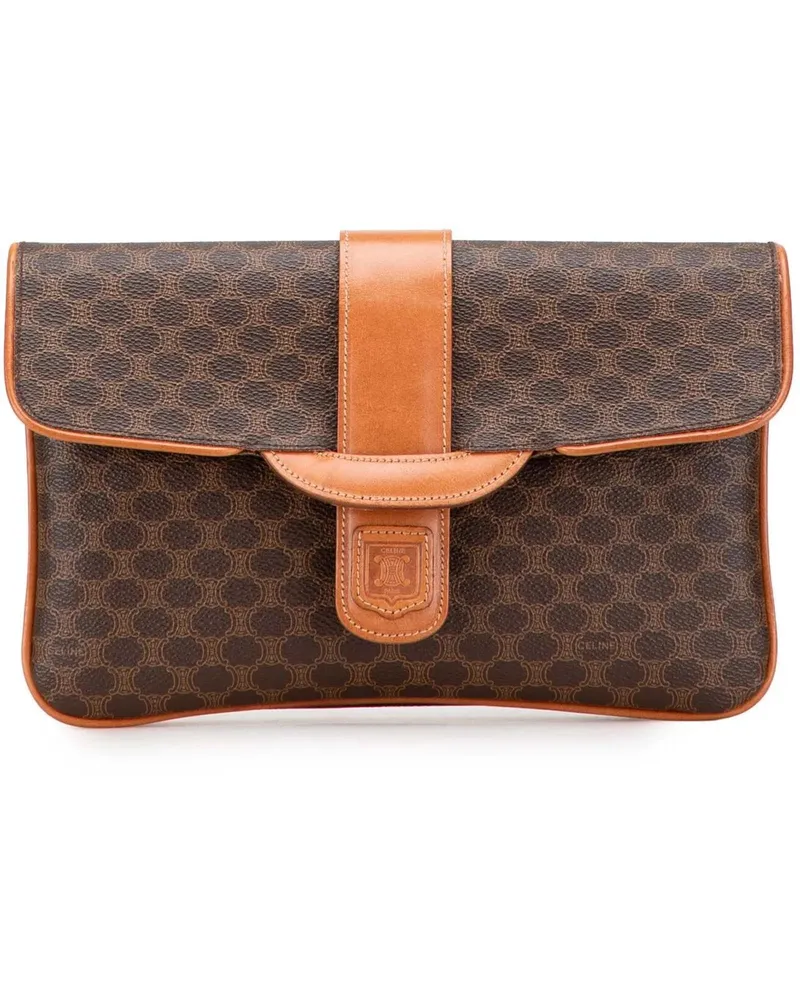 Celine Clutches Macadam Coated Canvas Clutch braun Braun