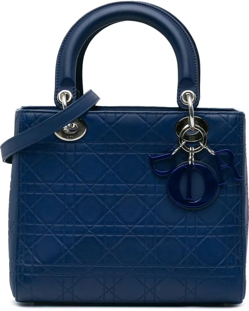 Dior Hobo Bags 2013 Medium Ultra Matte Calfskin Cannage Embossed blau Blau