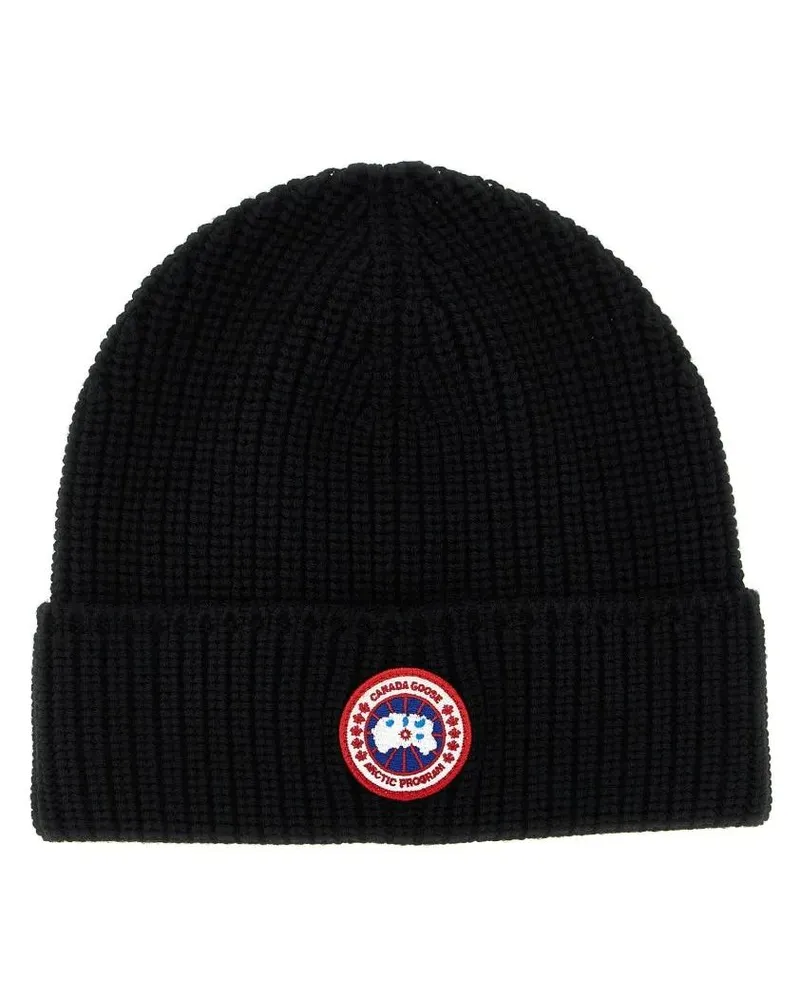 Canada Goose Caps & Mützen Beanie Rib aus Wolle schwarz Schwarz