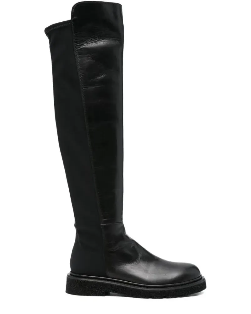 Guglielmo Rotta Stiefel Knee-High Black Leather Ankle Boots schwarz Schwarz
