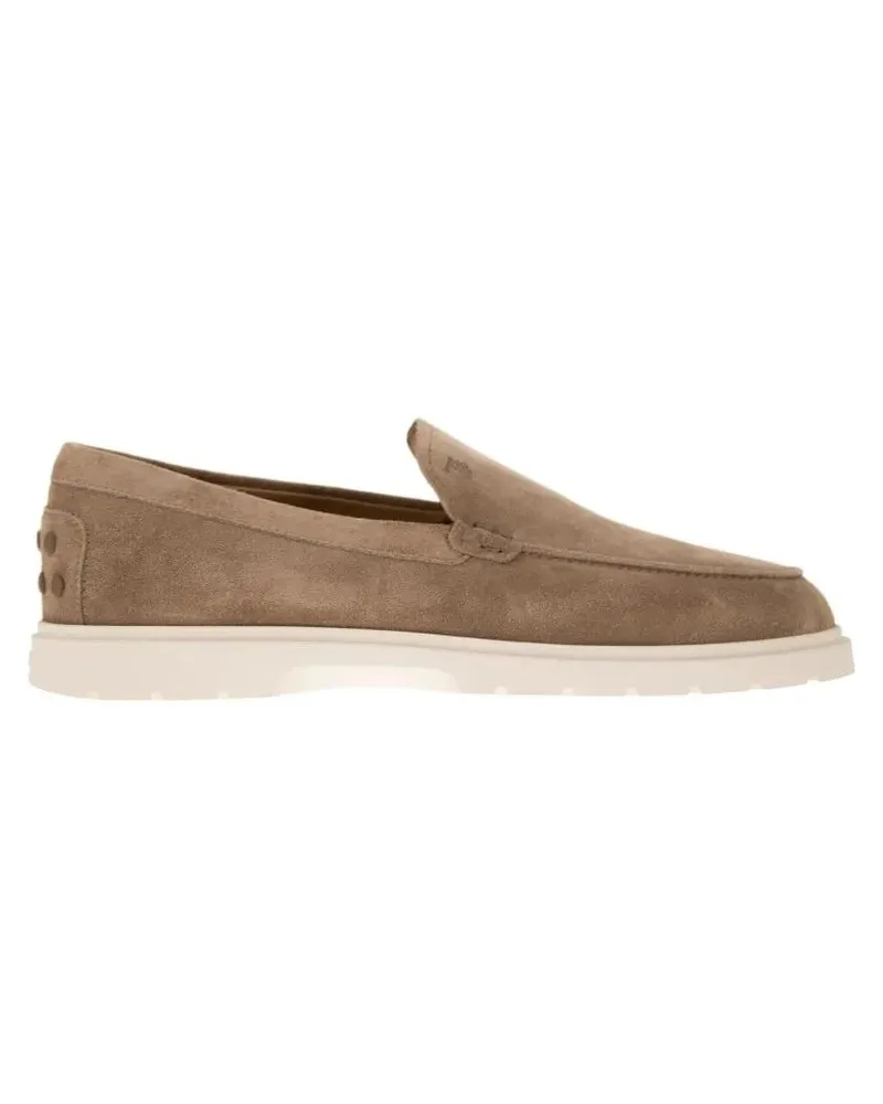 TOD'S Loafer Brown Suede Slipper Moccasin With Embossed Monogra braun Braun