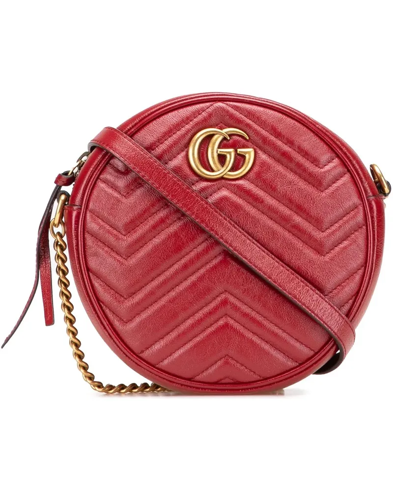 Gucci Hobo Bags Mini GG Marmont Matelasse Leather Round Crossbody rot Rot