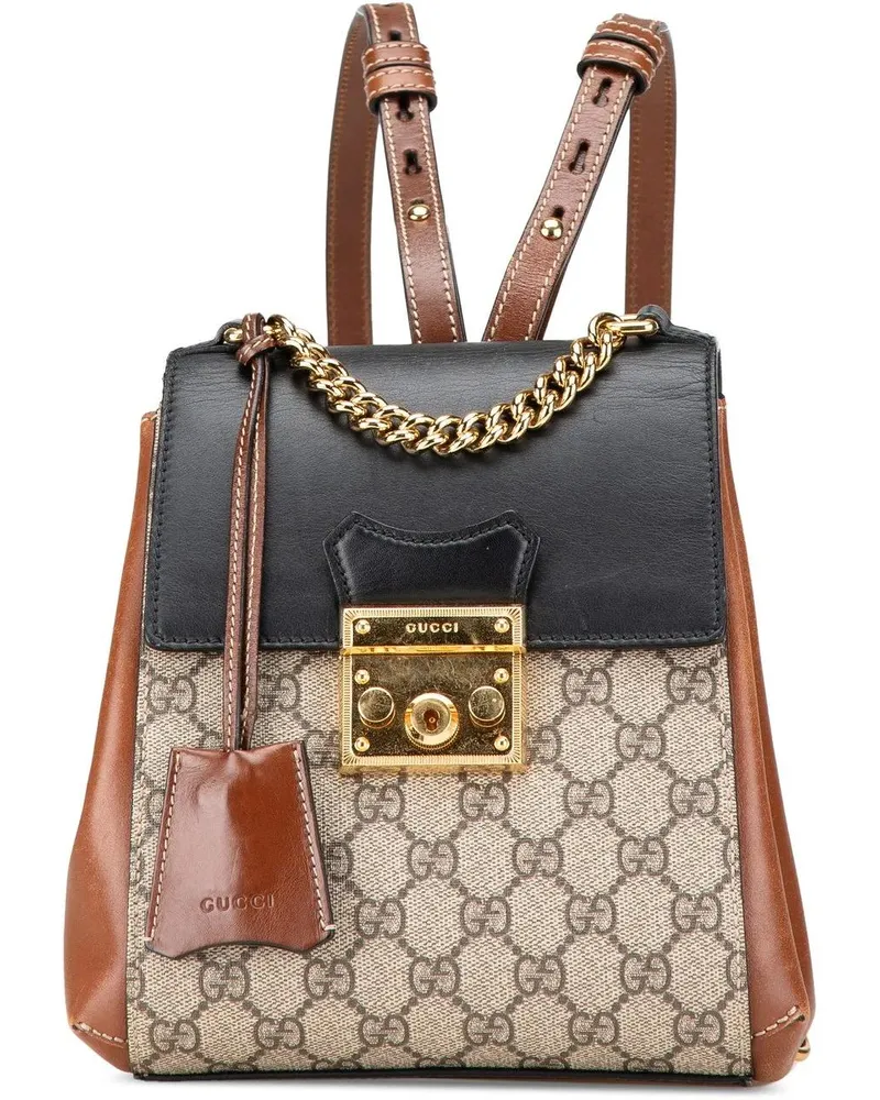 Gucci Rucksäcke 2000-2015 GG Supreme Padlock Backpack braun Braun