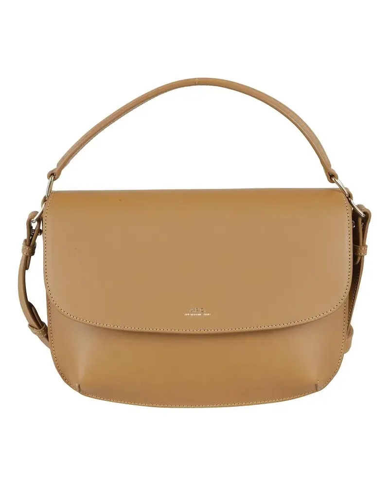 A.P.C. Hobo Bags Beige Smooth Leather Shoulder Bag braun Braun