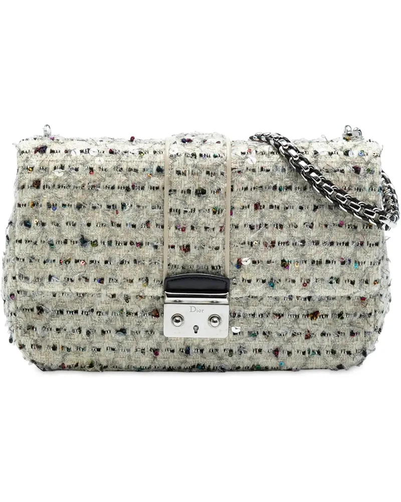 Dior Hobo Bags Medium Tweed Miss Dior Flap weiß Weiß